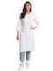 Vasthrlay Women's Solid White Cotton Blend Straight Kurta